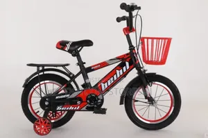 Bicycle With Training Wheels and a Front Basket.