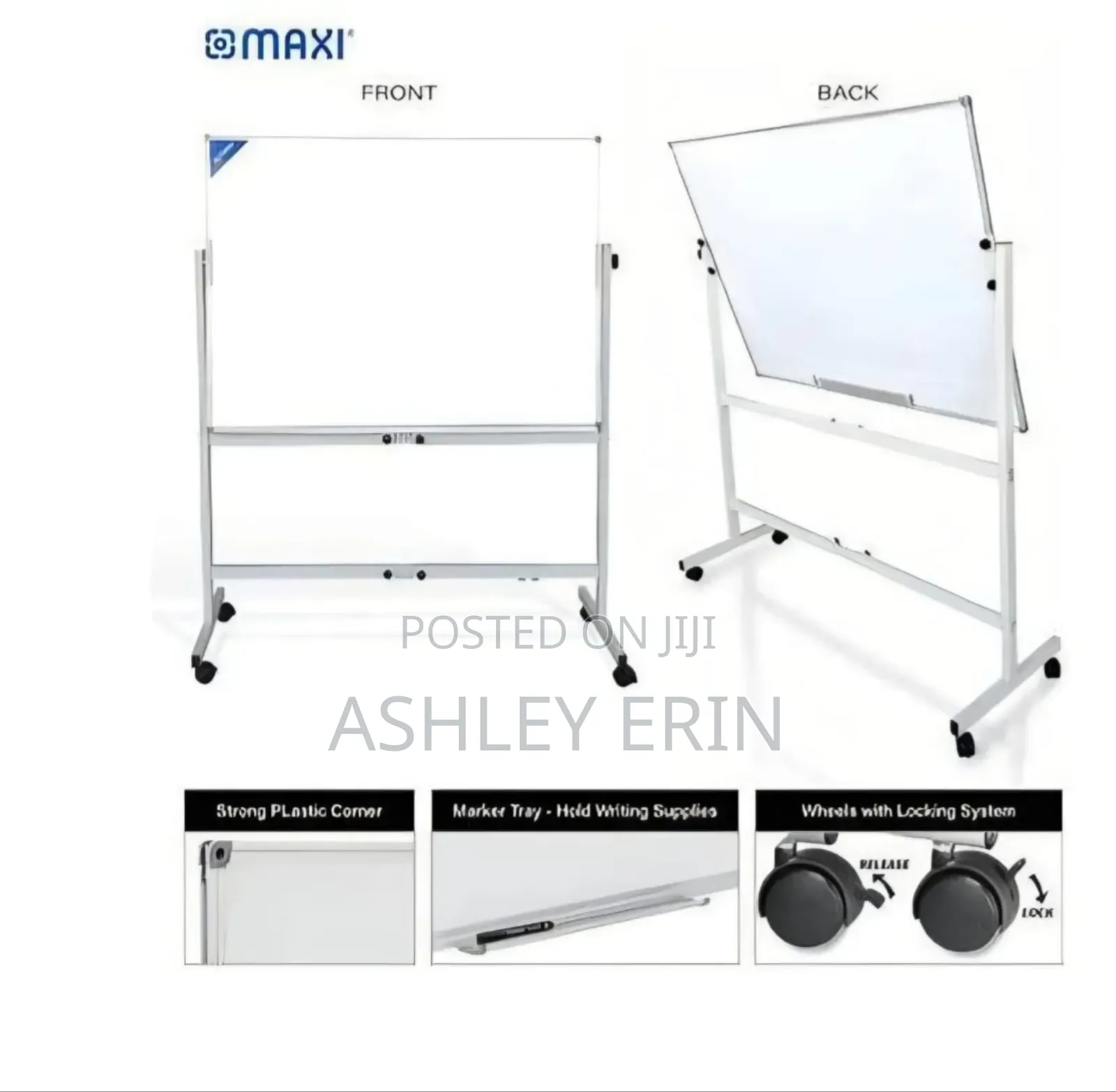 Double-Sided Magnetic Whiteboard With Adjustable Stand