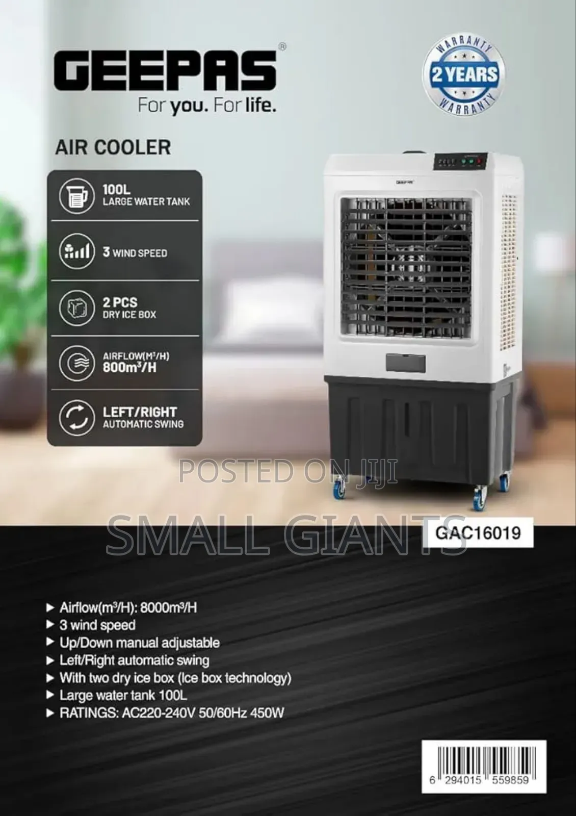 Geepas 100 L Air Cooler (Model Gac16019)