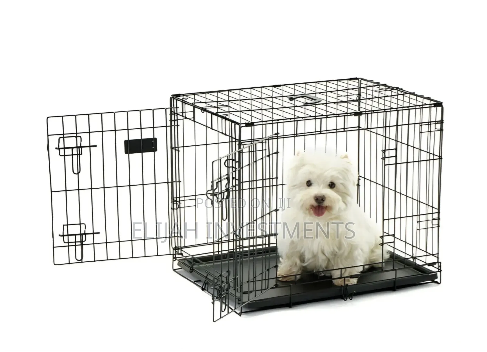 Black, Foldable Metal Pet Crate or Cage.