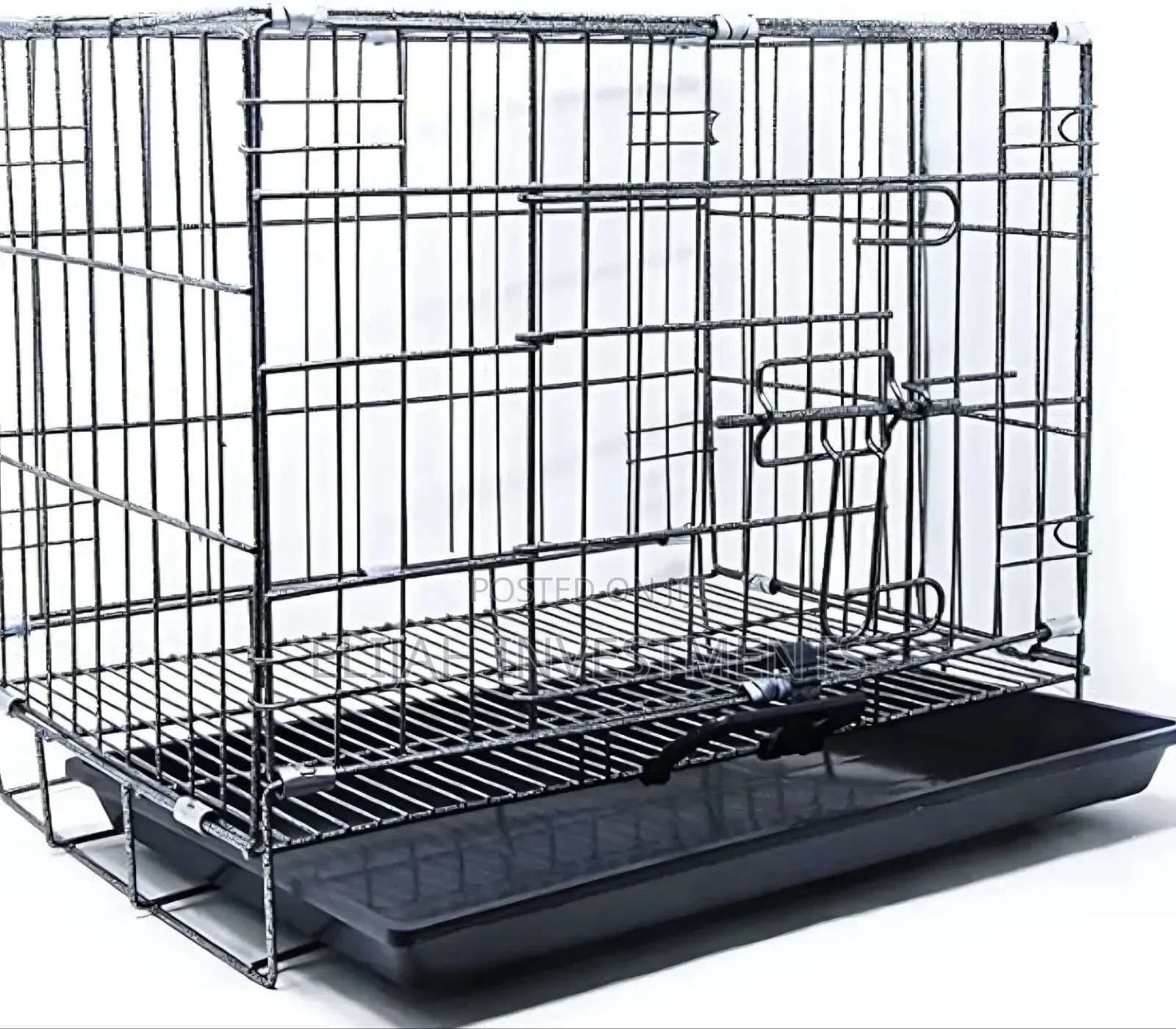 Black, Foldable Metal Pet Crate or Cage.
