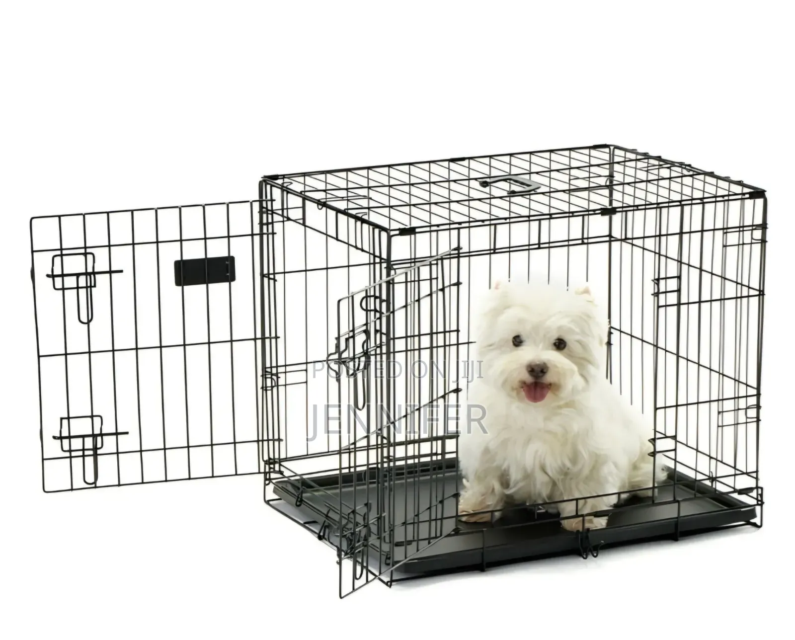 Black, Foldable Metal Pet Crate or Cage.