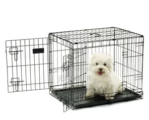 Black, Foldable Metal Pet Crate or Cage.