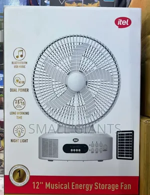 Itel 12" Musical Solar Rechargeable Fan.