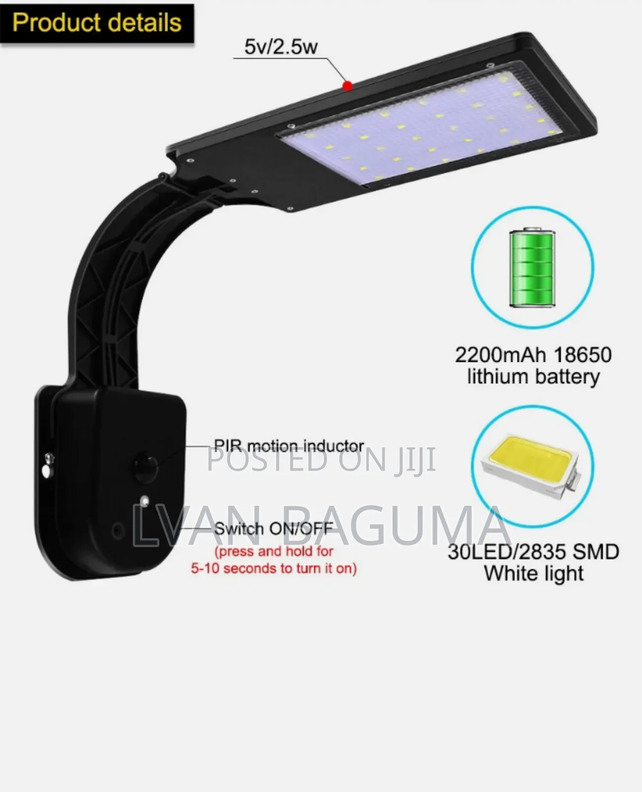 Solar Motion Light - Sensitive Motion Sensor, Save Energy