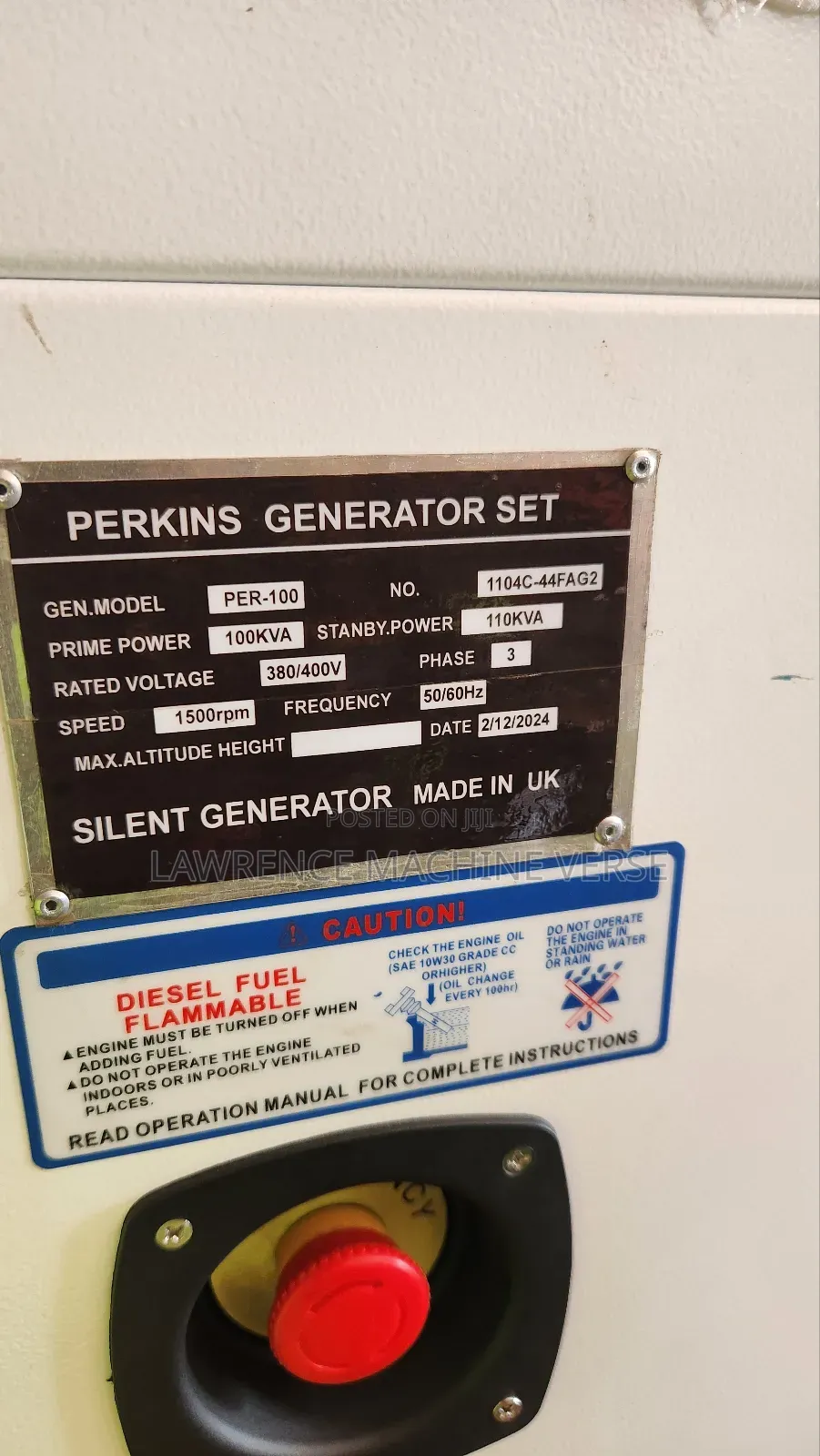 Diesel Generator Perkins 100kva Silent