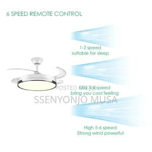 42-Inch Invisible Ceiling Fan With Led Light Remote Control