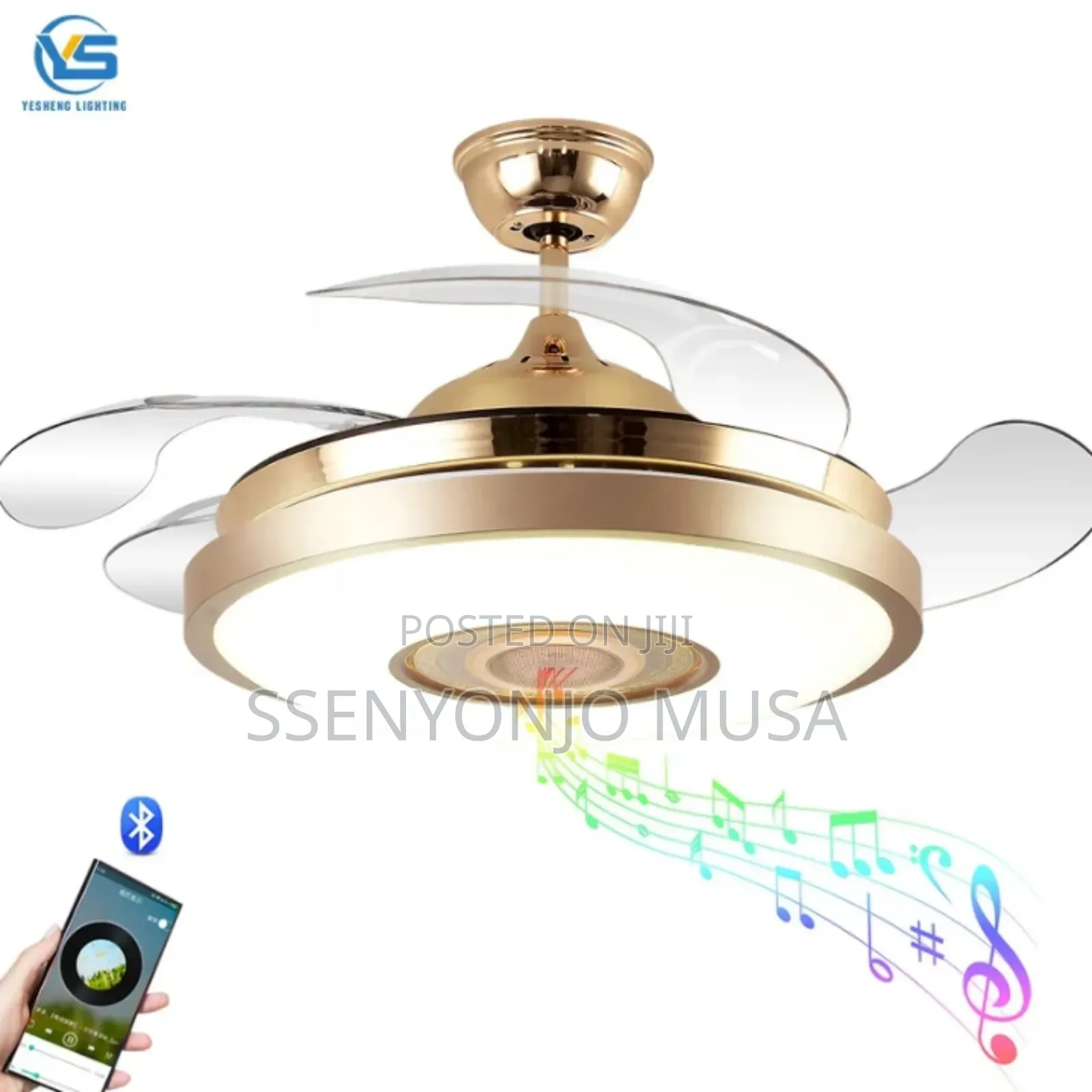 Led Ceiling Fan With Light, Dc Copper Motor, Remote Control, Bt Music.