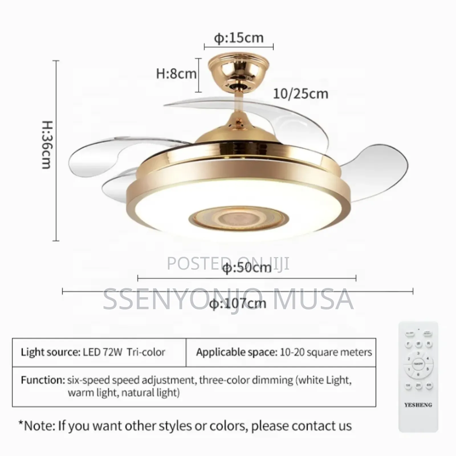 Led Ceiling Fan With Light, Dc Copper Motor, Remote Control, Bt Music.