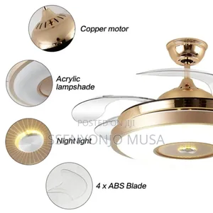 Led Ceiling Fan With Light, Dc Copper Motor, Remote Control, Bt Music.