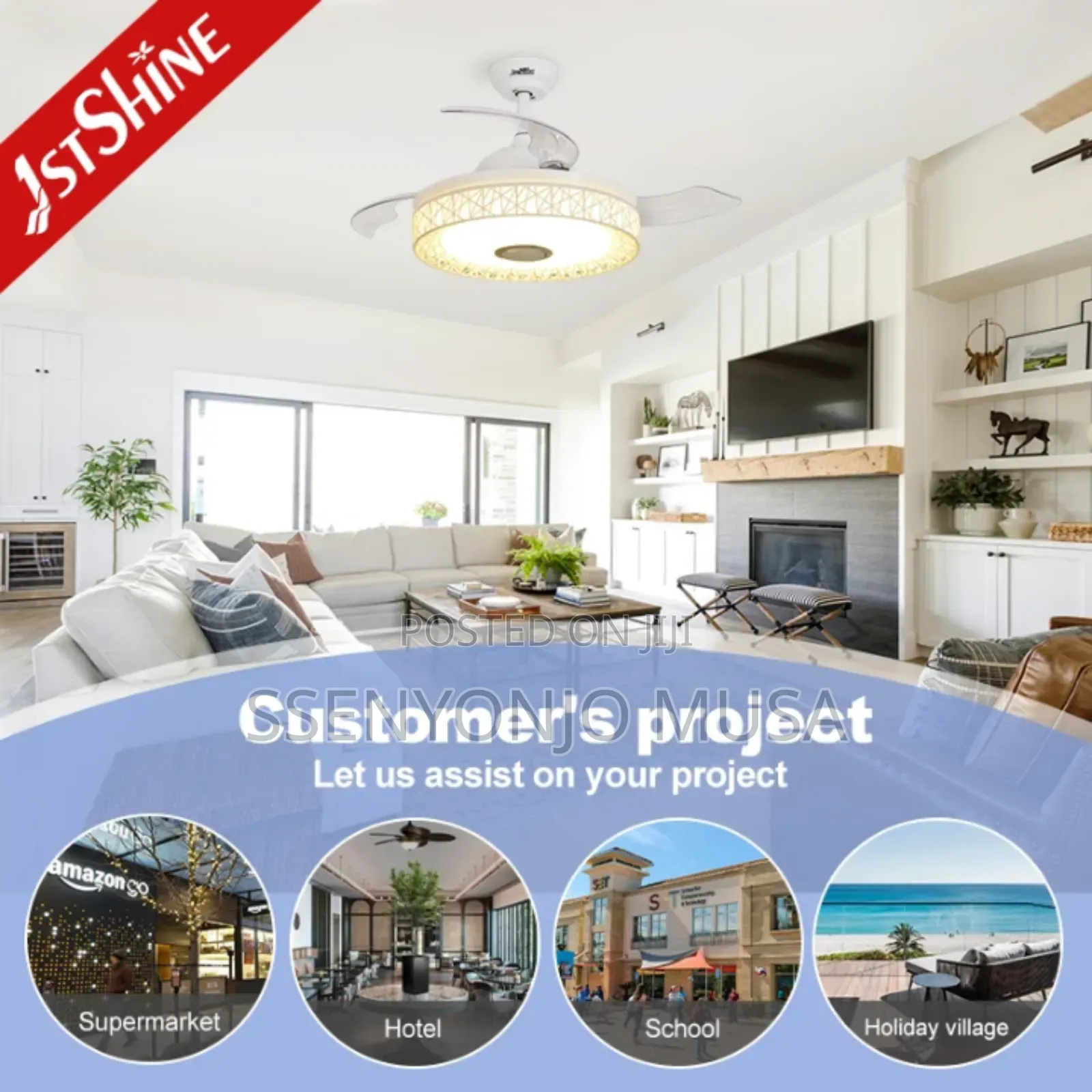 Led Ceiling Fan With Light, Dc Copper Motor, Remote Control, Bt Music.