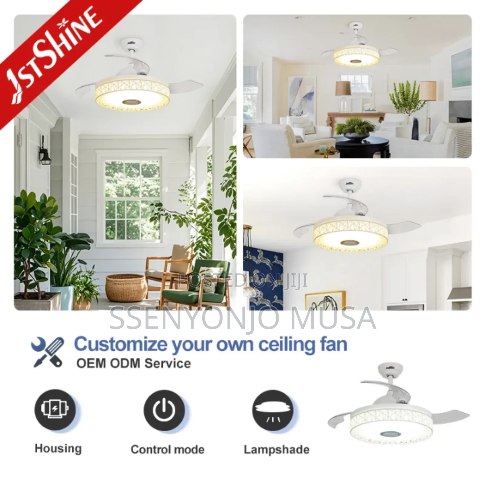 Led Ceiling Fan With Light, Dc Copper Motor, Remote Control, Bt Music.