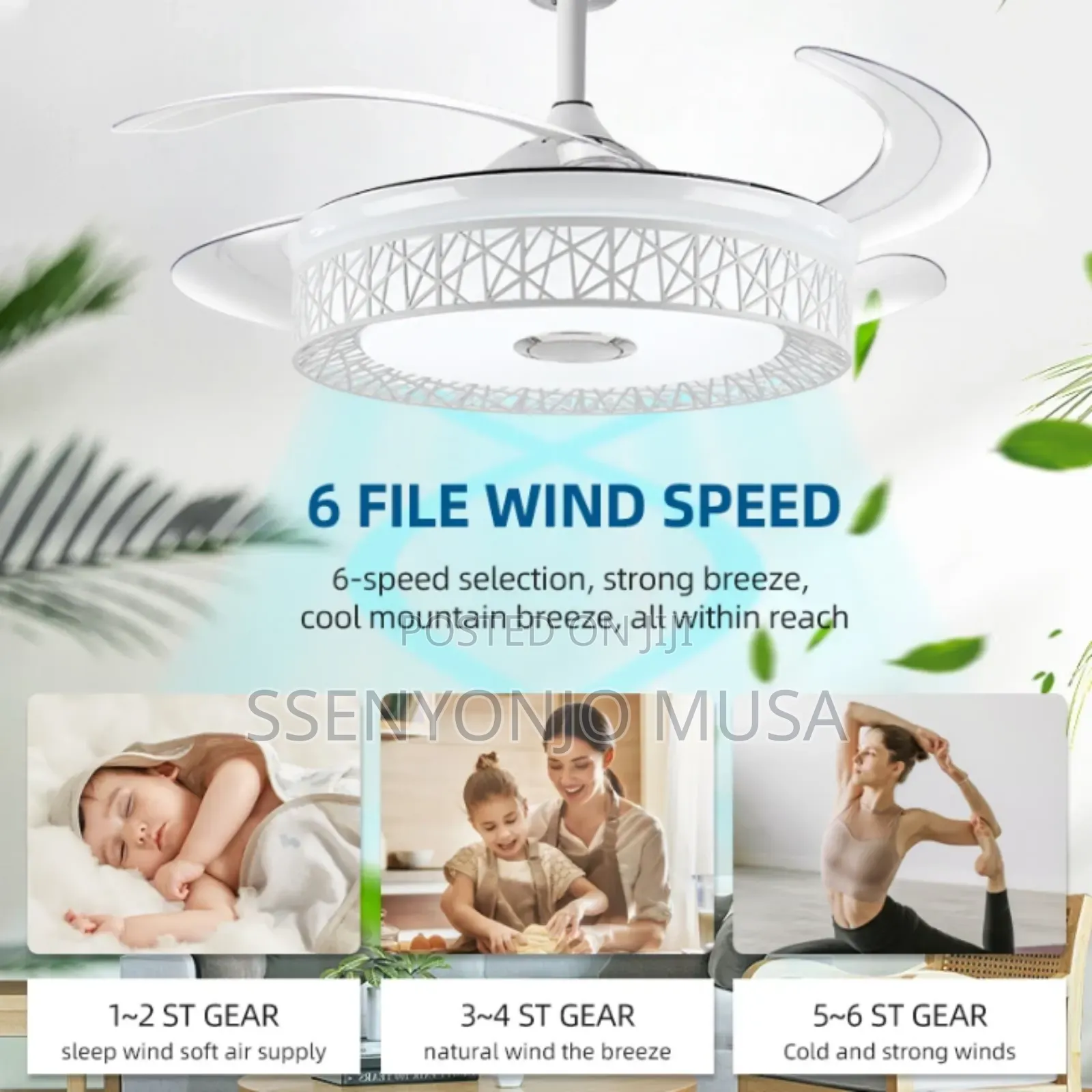 Led Ceiling Fan With Light, Dc Copper Motor, Remote Control, Bt Music.