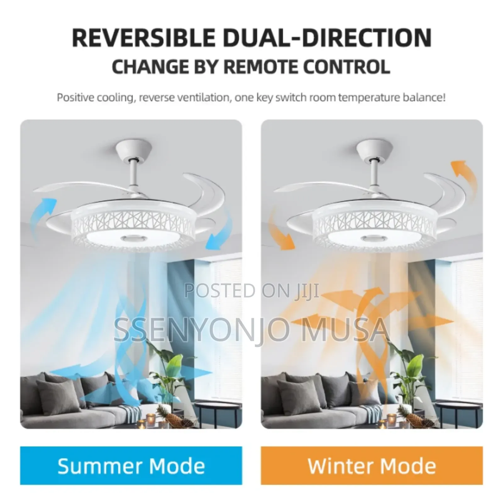 Led Ceiling Fan With Light, Dc Copper Motor, Remote Control, Bt Music.
