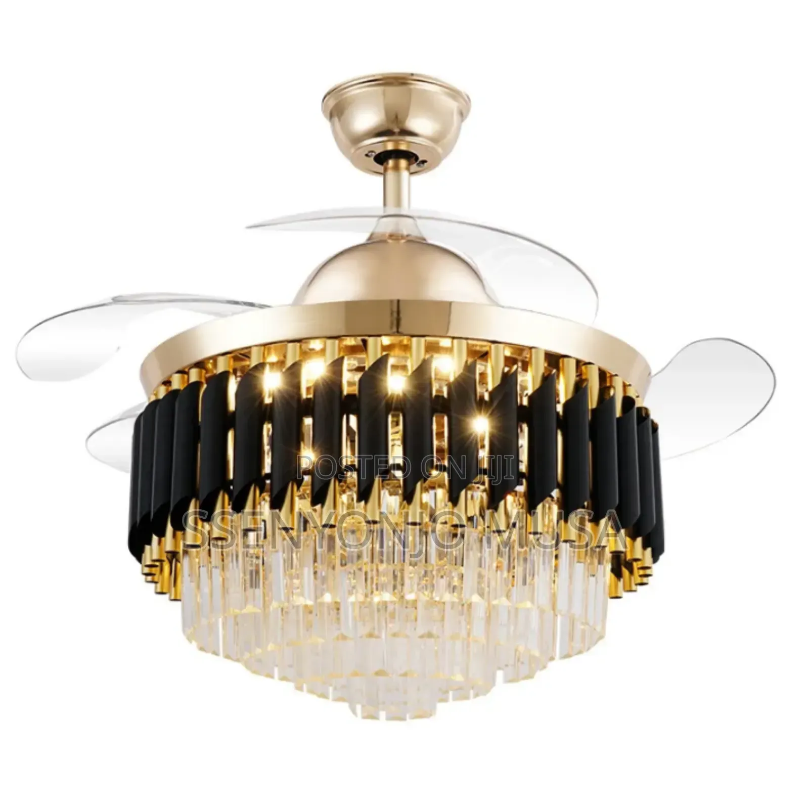 Led Invisible Bladeless Ceiling Fan With Crystal Light, Luxury.
