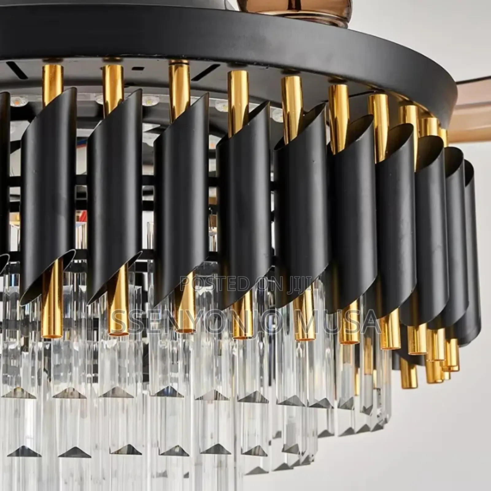Led Invisible Bladeless Ceiling Fan With Crystal Light, Luxury.