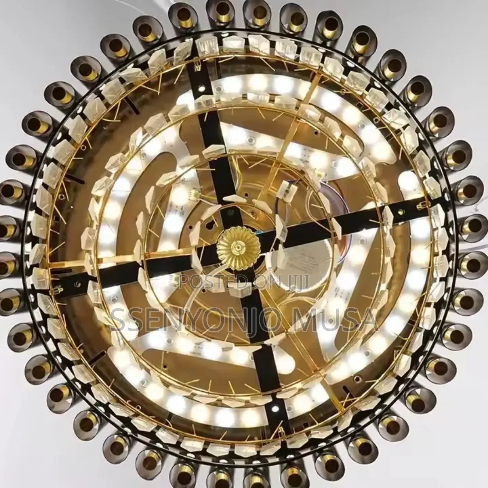 Led Invisible Bladeless Ceiling Fan With Crystal Light, Luxury.