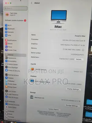 Desktop Computer Apple iMac 64GB Intel Core I9 SSD 2T