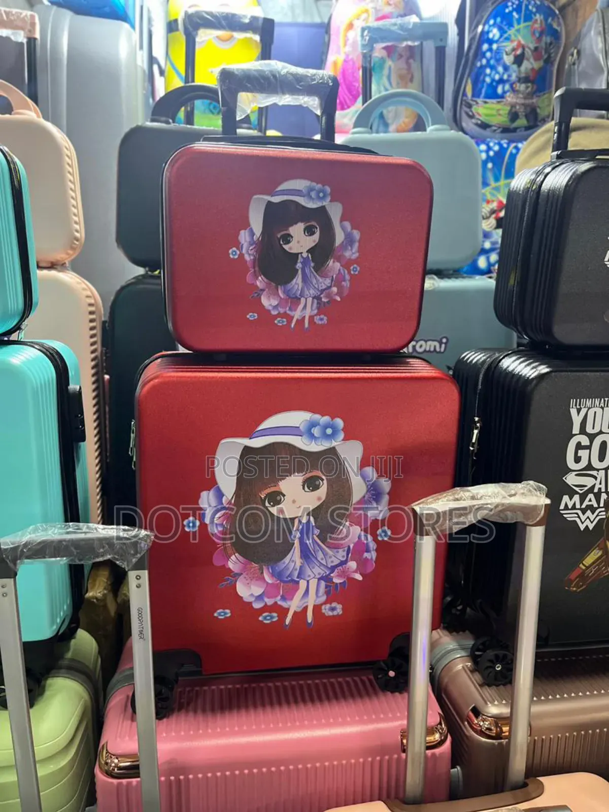 Set of Children's Hard-Shell Unicorn Suitcases.