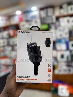 Porodo Aromaglow 120w Fast Car Charger With Aromatherapy Diffuser.