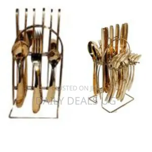 Cutlery (Forks,Spoons Knieves) With a Stand - Gold