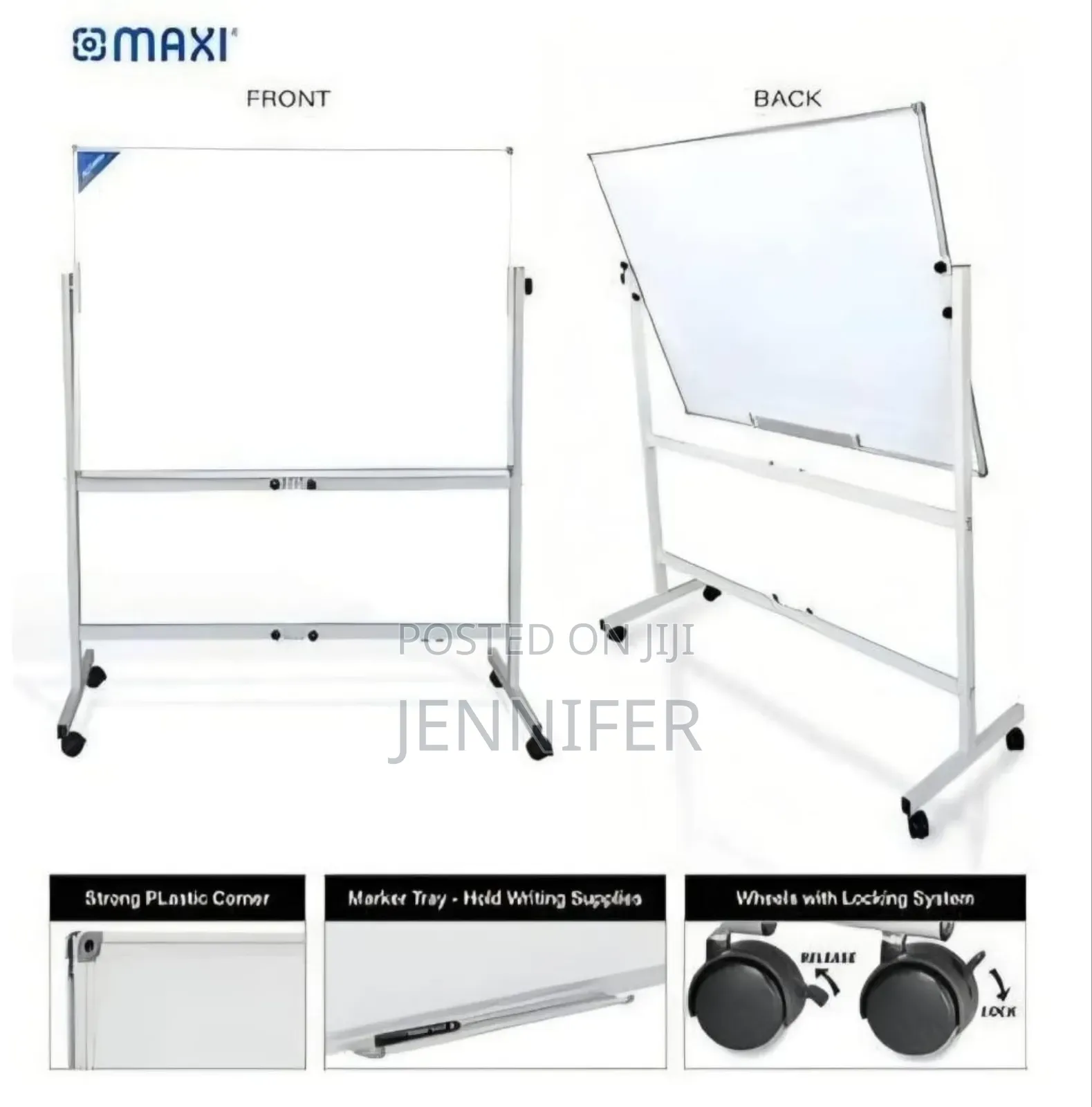 Double-Sided Magnetic Whiteboard With Adjustable Stand