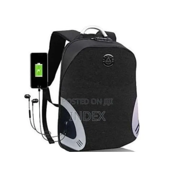 Sunpower Waterproof Laptop Bag With Usb Port - Black-Grey