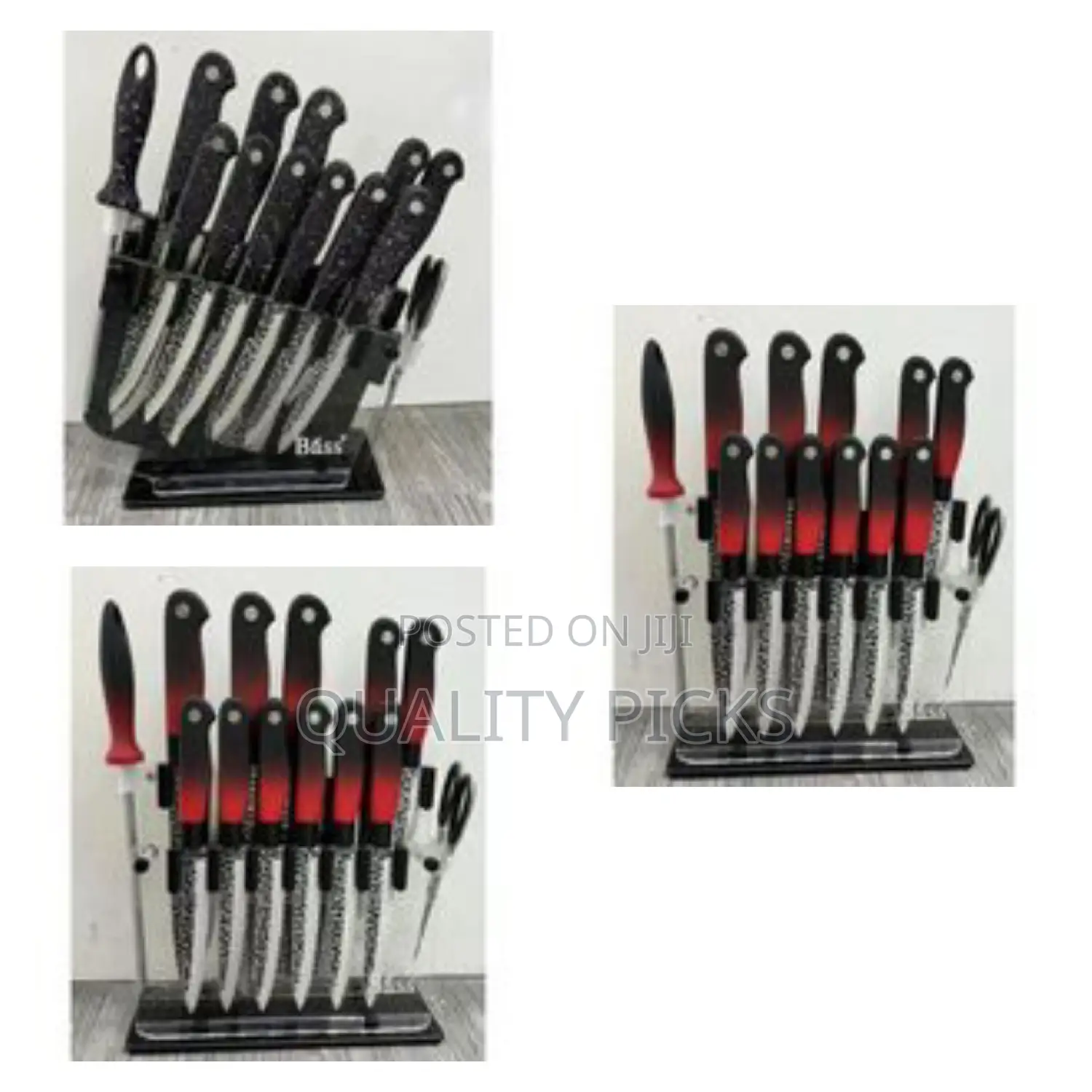Elegant Kitchen Knife Set With Clear Block Stand