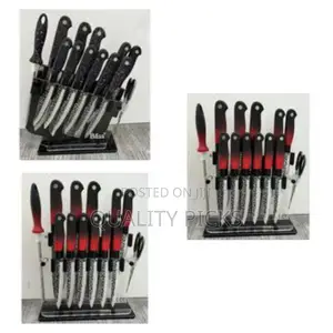 Elegant Kitchen Knife Set With Clear Block Stand