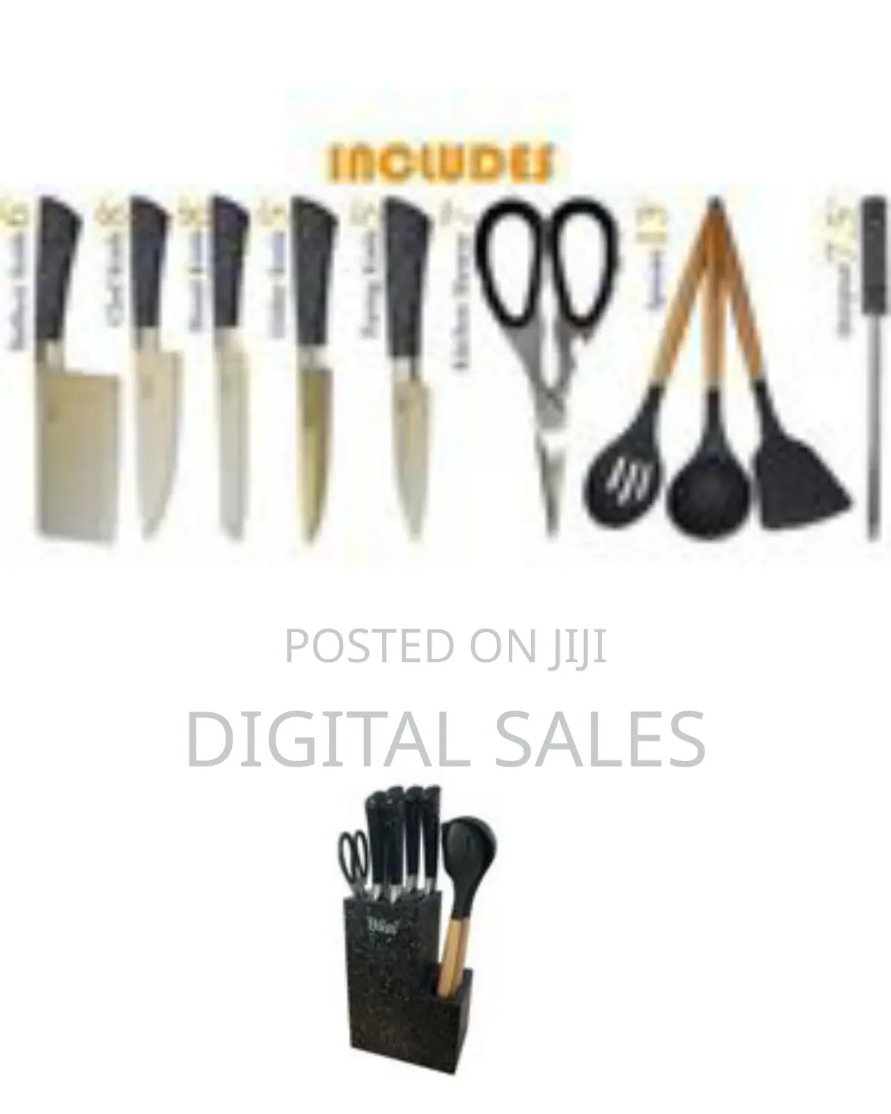 Premium Kitchen Knife and Utensil Block Set