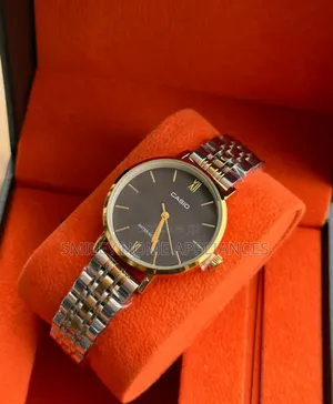 Black Face Casio Silver Strapped Original Women's Wrist Analog Watch