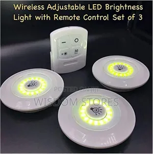 Plastic Led Lights With Wireless Remote Control Hot (White) - Set Of 3