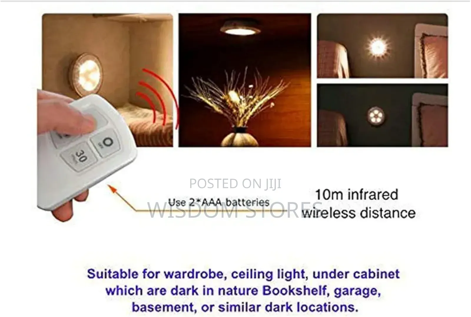 Plastic Led Lights With Wireless Remote Control Hot (White) - Set Of 3