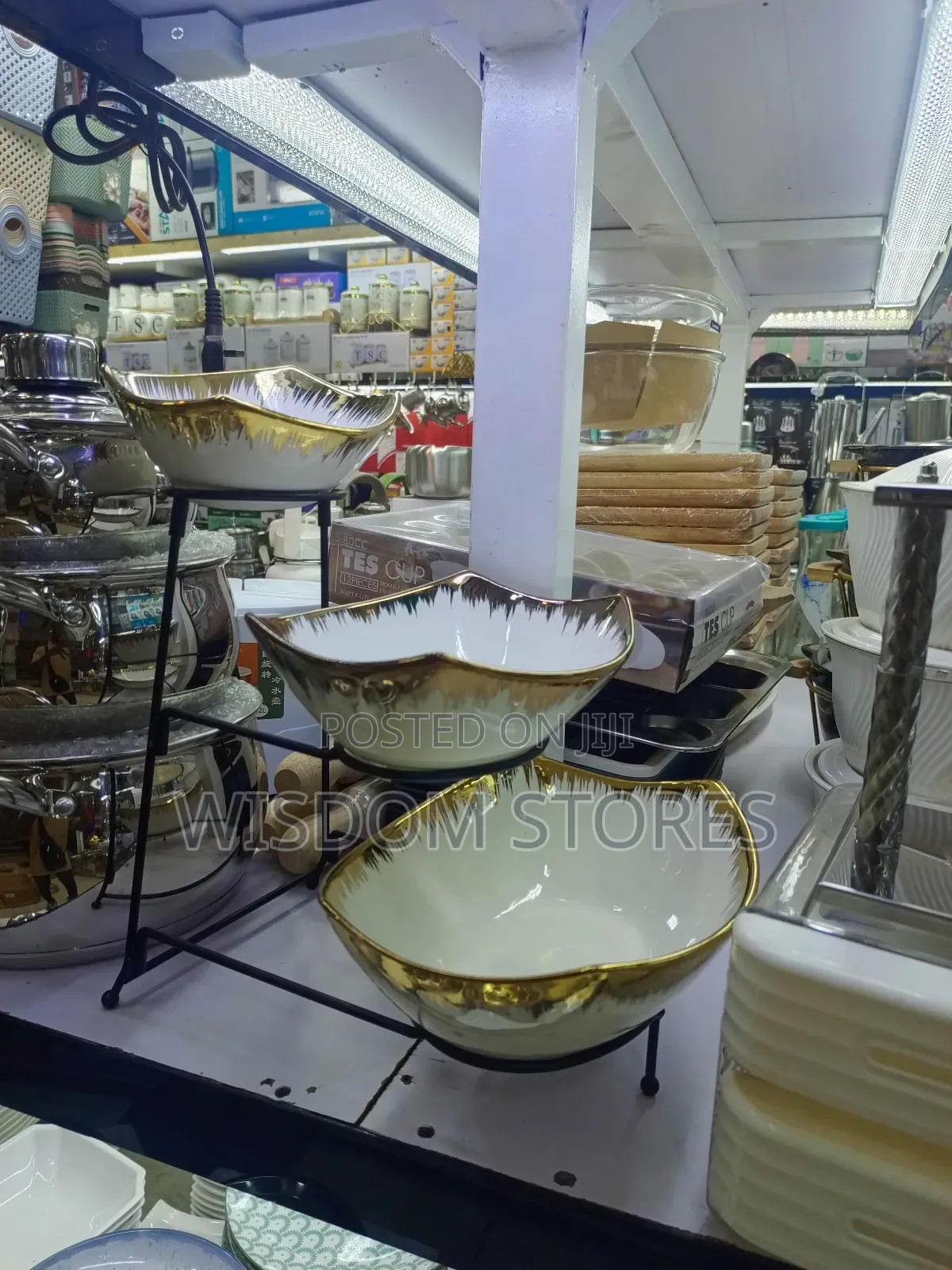 3-Tier Serving Rack With Ceramic Bowls.