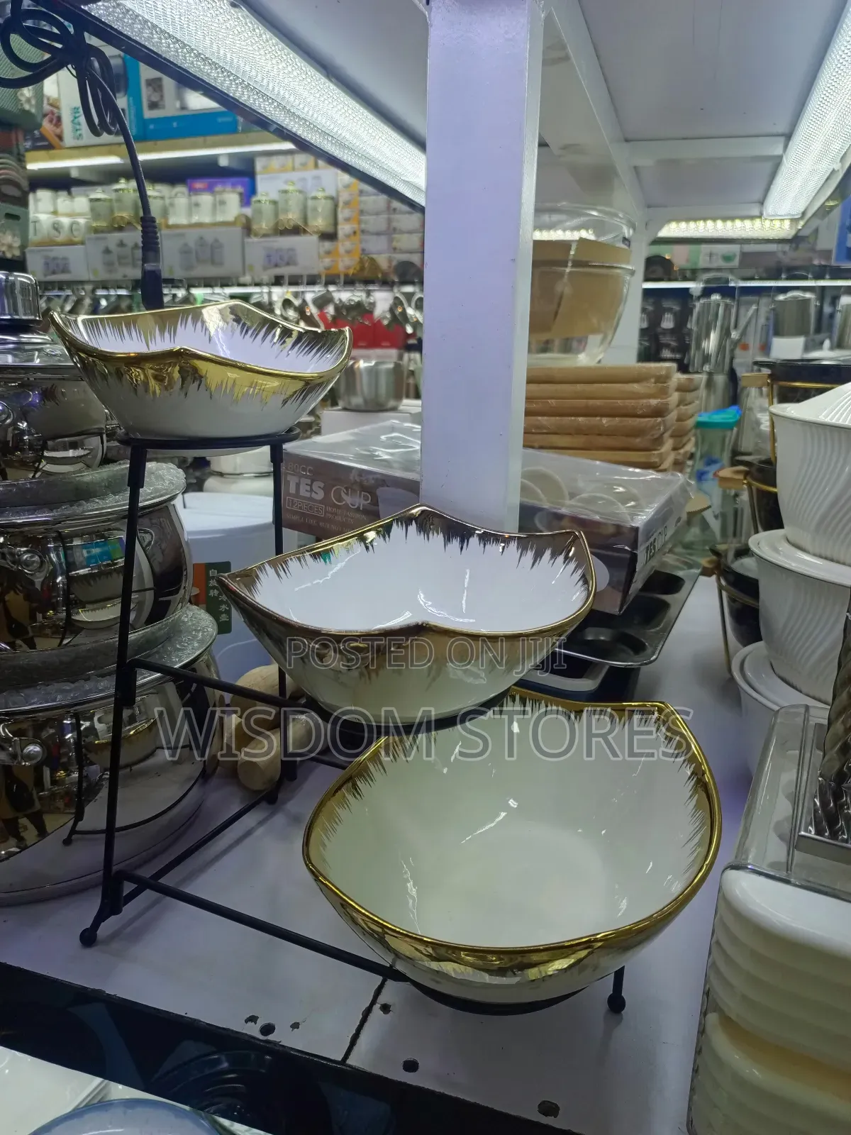 3-Tier Serving Rack With Ceramic Bowls.