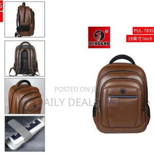 19 Inch Classic Leather Backpack Laptop Office School Bag- Multicolor