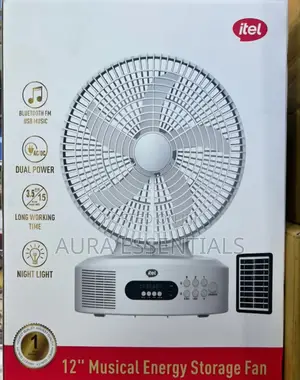 Itel 12" Musical Solar Rechargeable Fan