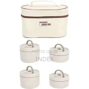 5 in 1 Food Flask With an Insulated Bag Carrier - White
