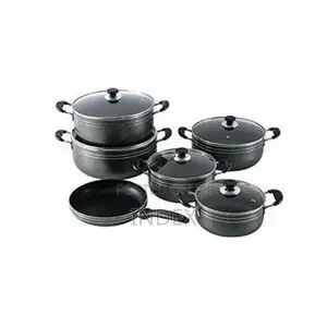 Tornado 11 Piece Non-Stick Saucepans Cookware Dishes Pots- Black.