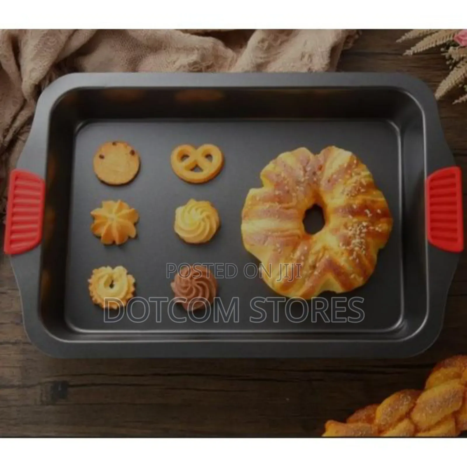 Non_stick Rectangular Oven Tray With Silicone Handle Grips