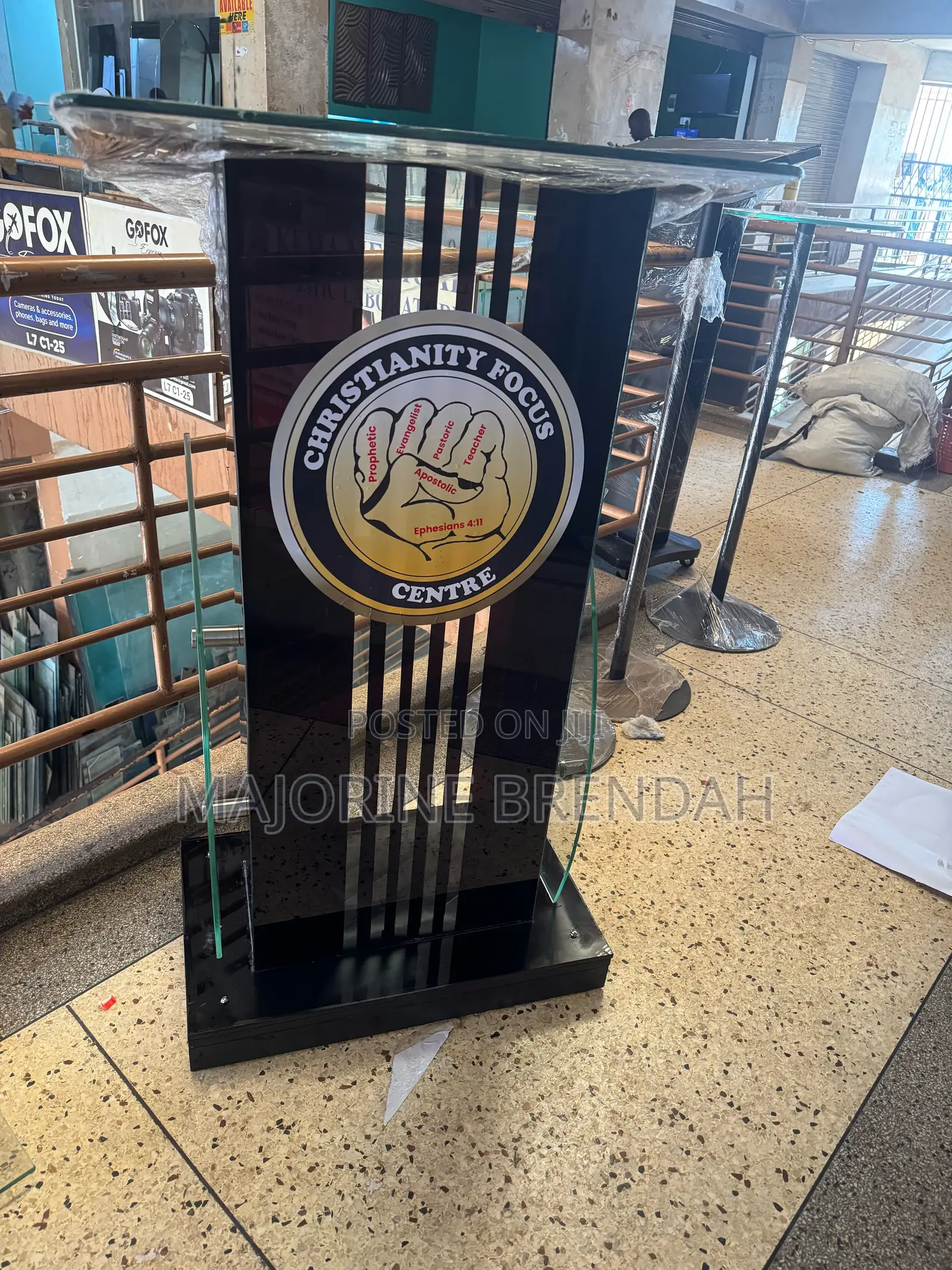 A Black Striped Podium