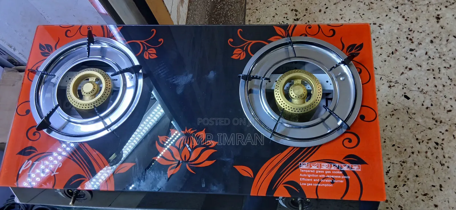Pixel Double-Burner Tempered Glass Gas Stove.
