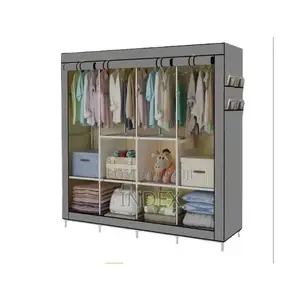 4 Columns Fabric Steel Frame Wadrobe Storage Organizer Closet