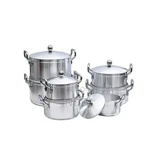 7 Piece Heavy Stainless Steel Saucepans/Cookware - Silver