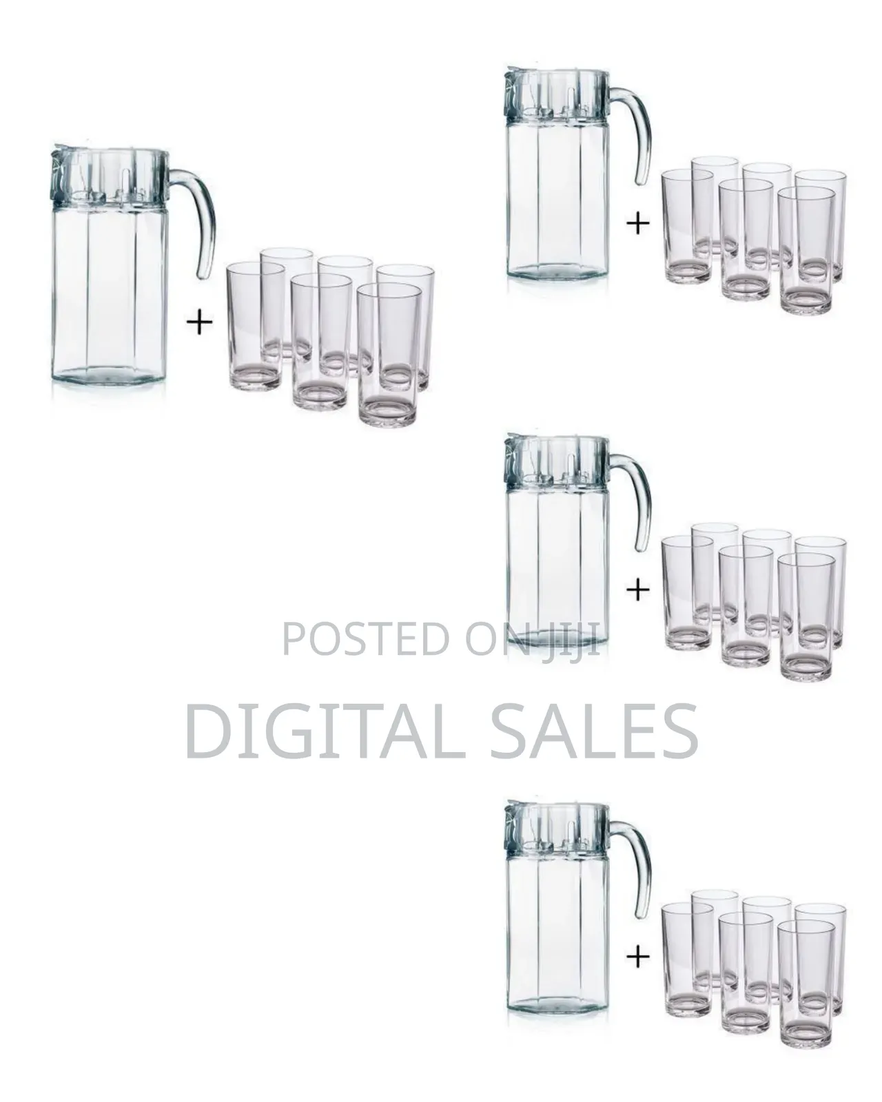 6 Drinking Glasses Plus 1 Glass Jug