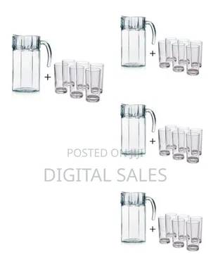 6 Drinking Glasses Plus 1 Glass Jug