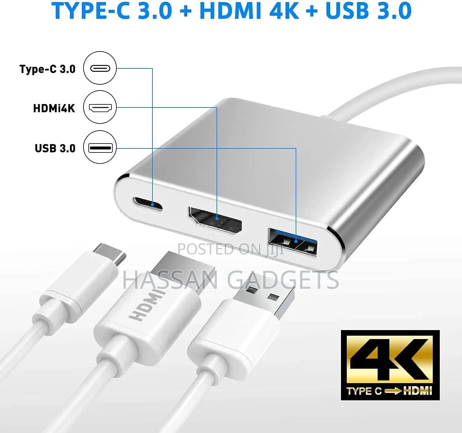 3 in 1 Usb -C to Hdmi Adapter Type C