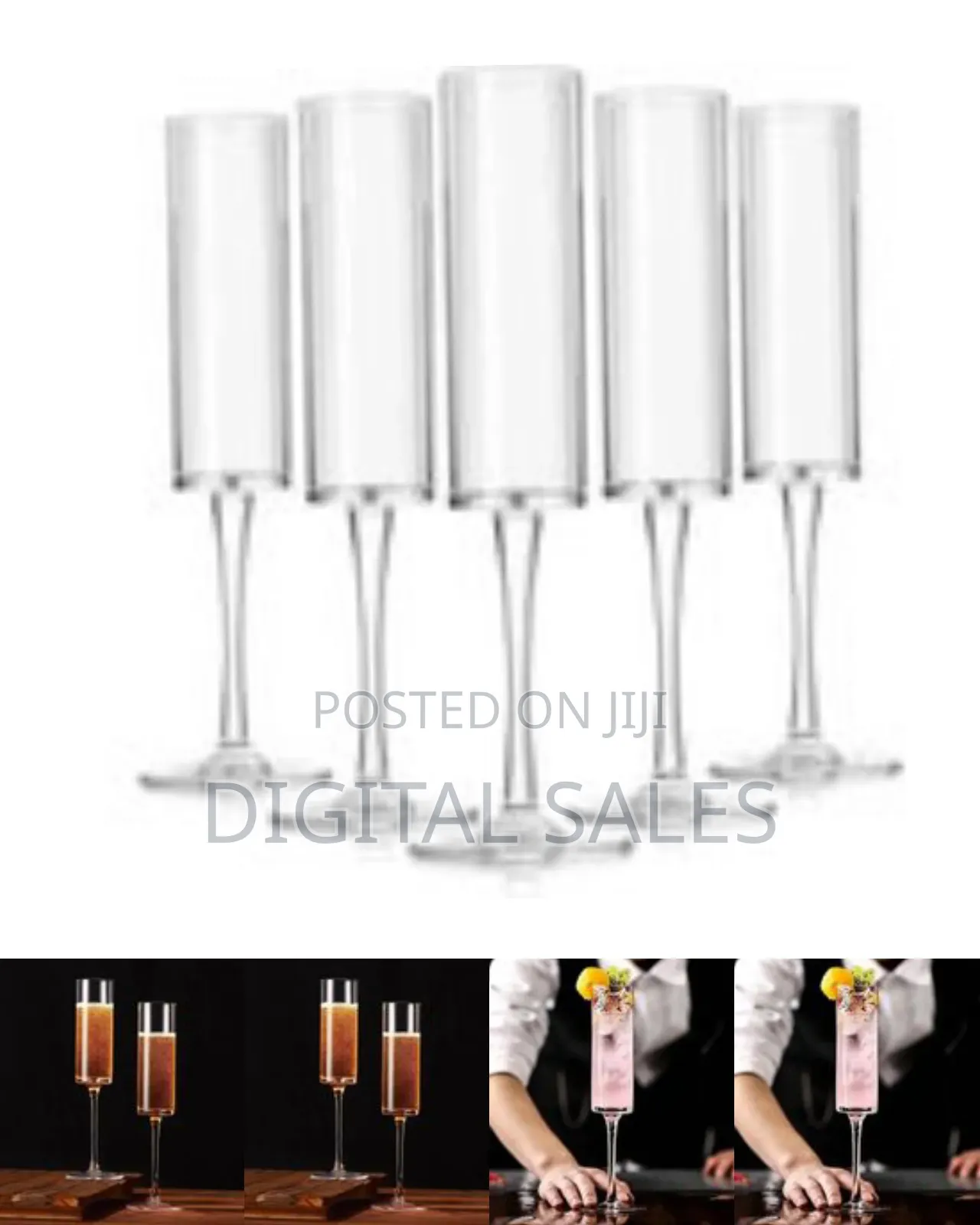 6 Piece Set of Elegant Wine Glasses With Long Stem