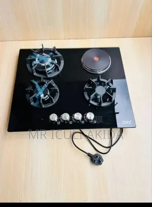 Digiwave Glass Body 3 Gas + 1 Electric Hot Plate Built-in Hob.