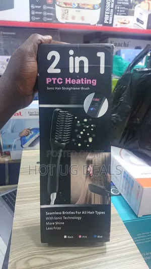 2-in-1 Ptc Heating Ionic Hair Straightener Brush.